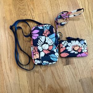 Vera Bradley Blue and Pink Floral Crossbody Bag